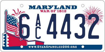 MD license plate 6AC4432