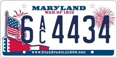 MD license plate 6AC4434