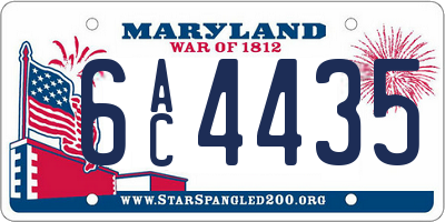 MD license plate 6AC4435