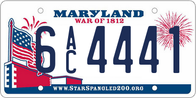 MD license plate 6AC4441