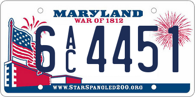 MD license plate 6AC4451