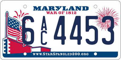 MD license plate 6AC4453