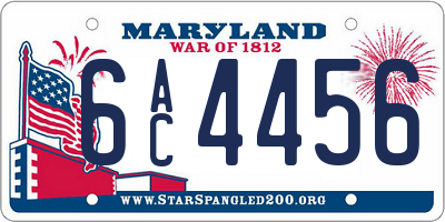MD license plate 6AC4456