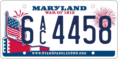 MD license plate 6AC4458
