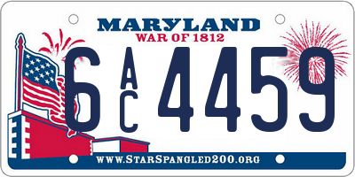 MD license plate 6AC4459