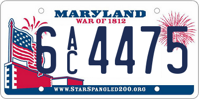 MD license plate 6AC4475