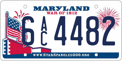 MD license plate 6AC4482