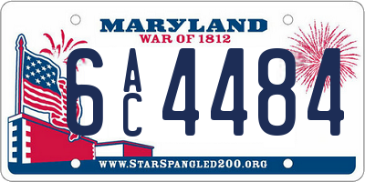 MD license plate 6AC4484