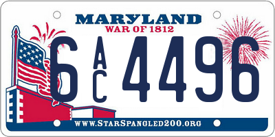 MD license plate 6AC4496