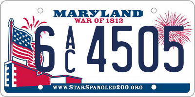 MD license plate 6AC4505