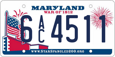 MD license plate 6AC4511
