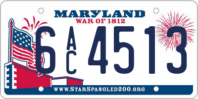 MD license plate 6AC4513