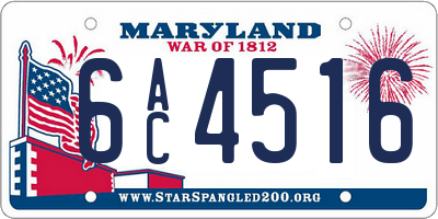 MD license plate 6AC4516