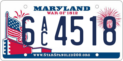 MD license plate 6AC4518