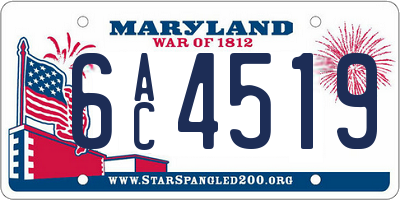 MD license plate 6AC4519