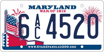 MD license plate 6AC4520