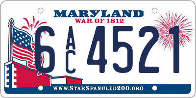 MD license plate 6AC4521