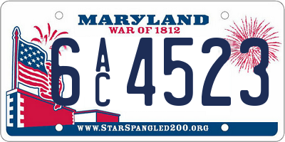 MD license plate 6AC4523