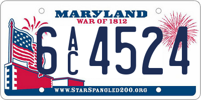 MD license plate 6AC4524