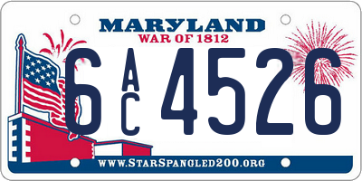 MD license plate 6AC4526