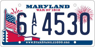 MD license plate 6AC4530