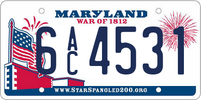 MD license plate 6AC4531