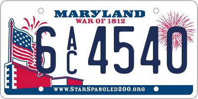 MD license plate 6AC4540