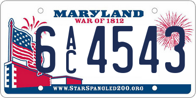 MD license plate 6AC4543