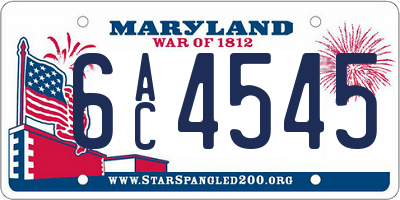 MD license plate 6AC4545