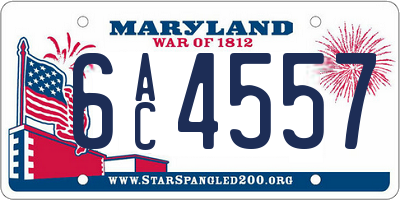 MD license plate 6AC4557