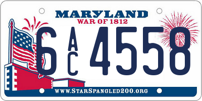 MD license plate 6AC4558