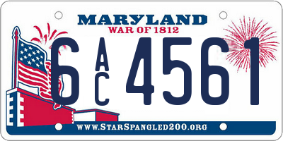 MD license plate 6AC4561