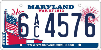 MD license plate 6AC4576