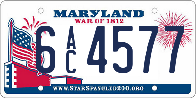 MD license plate 6AC4577