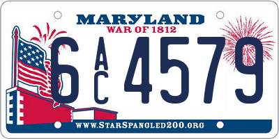 MD license plate 6AC4579