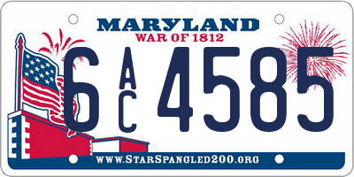 MD license plate 6AC4585