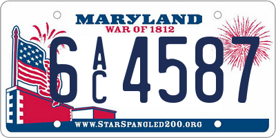 MD license plate 6AC4587