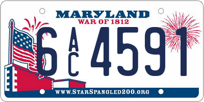 MD license plate 6AC4591