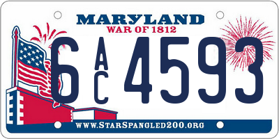 MD license plate 6AC4593