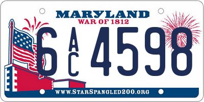 MD license plate 6AC4598