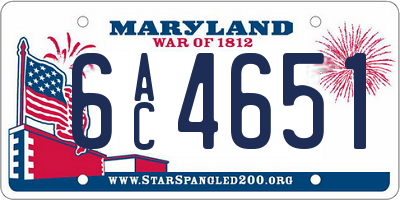 MD license plate 6AC4651