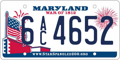 MD license plate 6AC4652