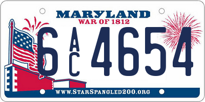 MD license plate 6AC4654