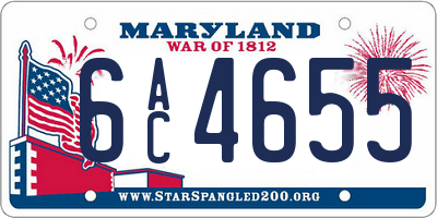 MD license plate 6AC4655