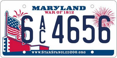 MD license plate 6AC4656