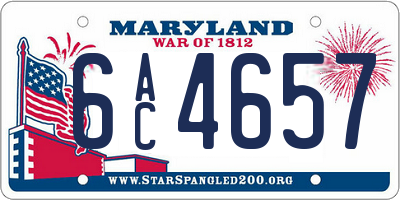MD license plate 6AC4657