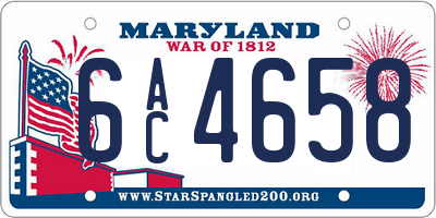 MD license plate 6AC4658