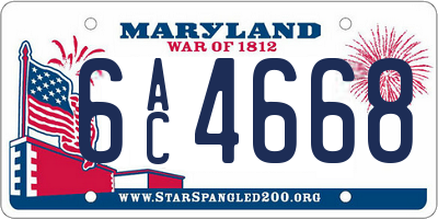 MD license plate 6AC4668