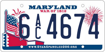 MD license plate 6AC4674