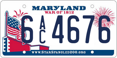 MD license plate 6AC4676